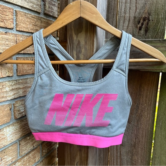 Nike Dri-FIT Gray and Pink Sports Bra - Picture 1 of 3